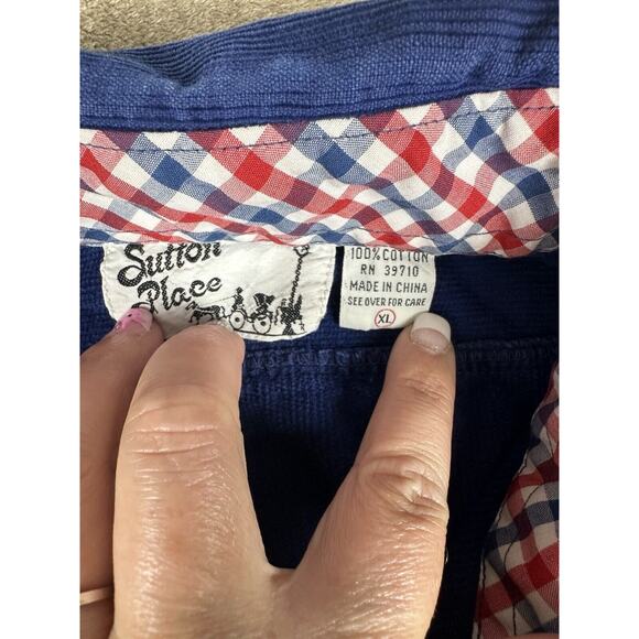 Vintage Sutton Place Button Down Blue Corduroy Long Sleeve XL Men’s RARE - Picture 2 of 6